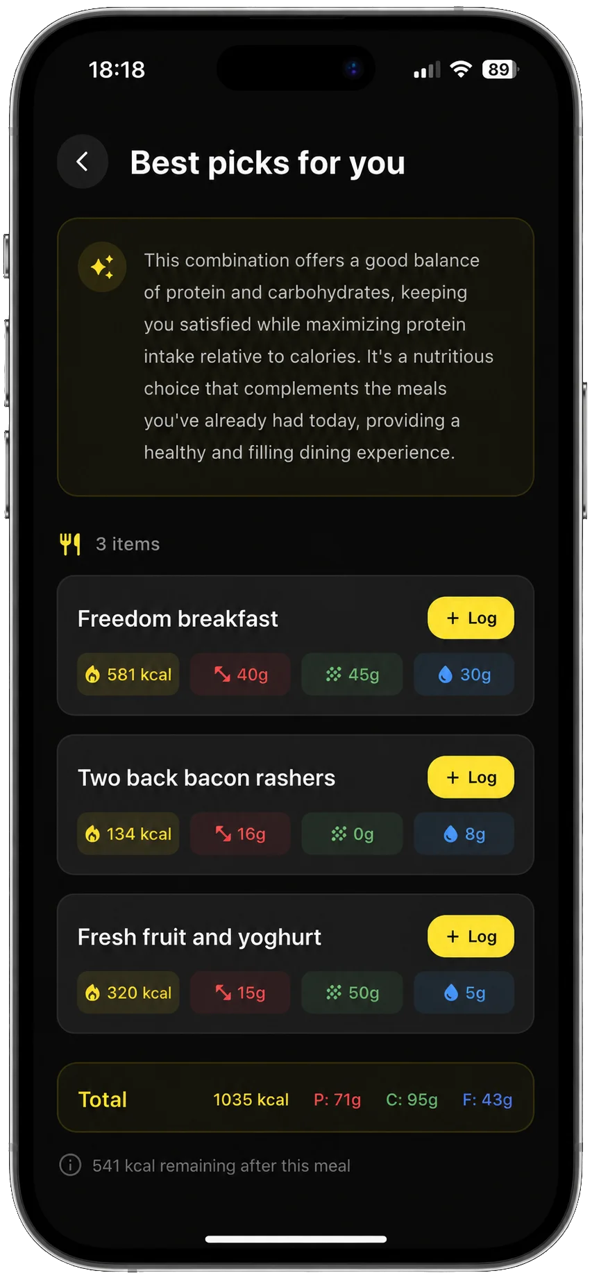 Menu Scanner Result